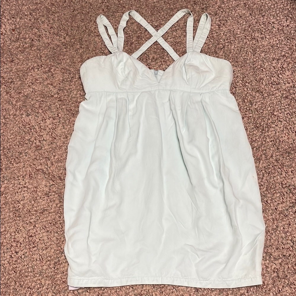 Gianni Versace vintage 90s mint bubble hem cross back mini